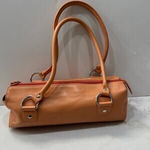 Trendy baguette shape Kenneth Cole New York Leather Satchel Shoulder Bag Tan